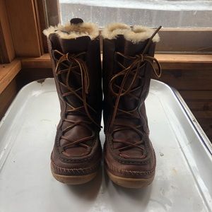 LL BEAN Tall Fur-Lined Moccasin Boots